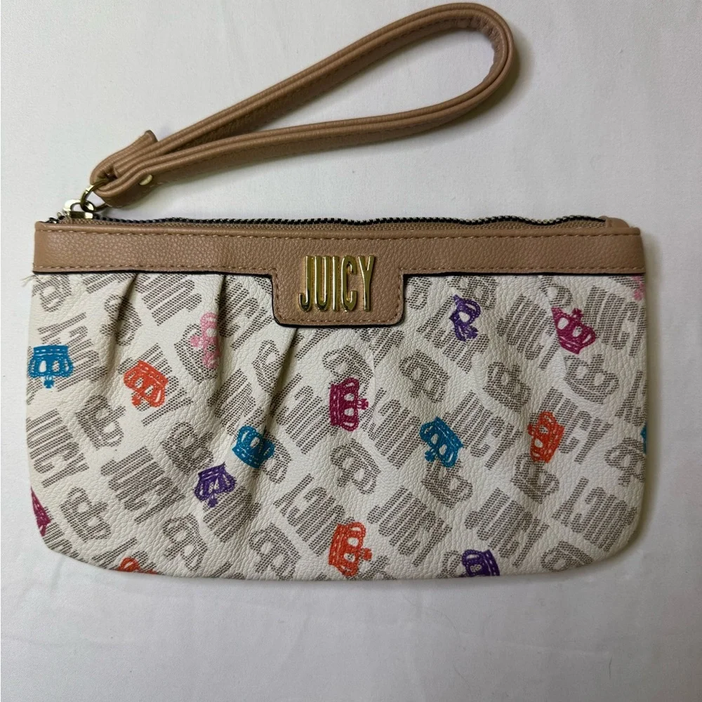 Juicy Couture Multicolor Crown Logo Wristlet Pouch